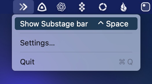 Screenshot of the Substage menu bar item